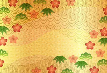 Japanese pattern New Year's card pattern backgroundのイラスト素材