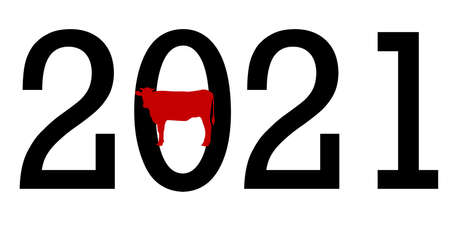 Cow New Year's card Zodiac iconのイラスト素材