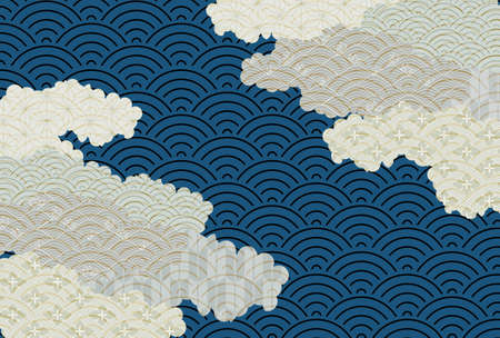 Japanese pattern New Year's card watercolor backgroundのイラスト素材