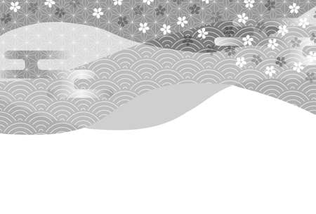 Japanese pattern New Year's card watercolor backgroundのイラスト素材