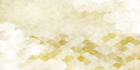 Japanese pattern New Year's card watercolor backgroundのイラスト素材