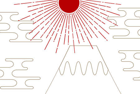 Mt. Fuji New Year's card sunrise backgroundのイラスト素材