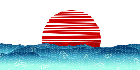 New Year sunrise Japanese pattern backgroundのイラスト素材