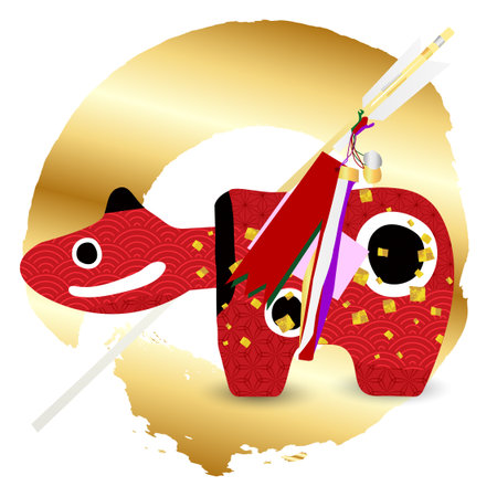 Cow  New Year's card Zodiac iconのイラスト素材