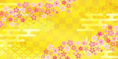 Cherry tree Japanese paper spring backgroundのイラスト素材