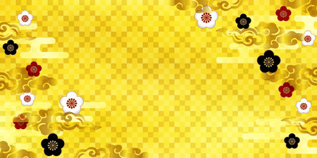 Plum Japanese paper spring backgroundのイラスト素材