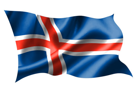Iceland national flag silk iconのイラスト素材