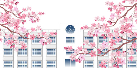 Cherry tree spring flower backgroundのイラスト素材