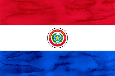 Paraguay National flag watercolor Japanese paperの写真素材