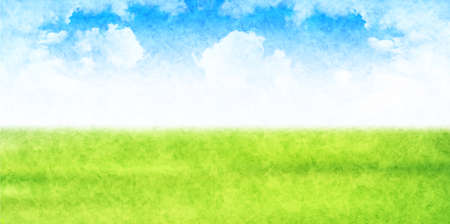 Meadow watercolor landscape backgroundのイラスト素材