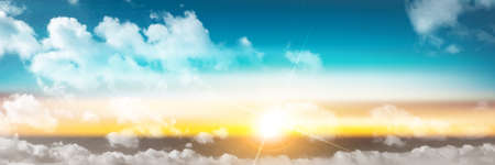 Blue sky cloud landscape backgroundのイラスト素材