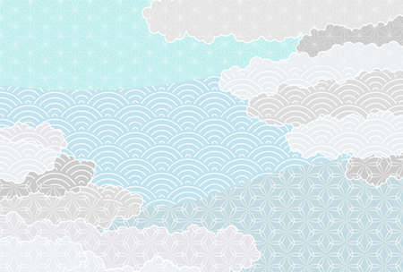 Japanese pattern summer greetings summer backgroundのイラスト素材