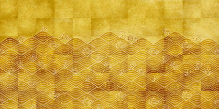 Sea wave Japanese paper backgroundのイラスト素材
