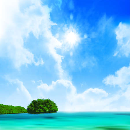 Sea summer sky landscape backgroundのイラスト素材
