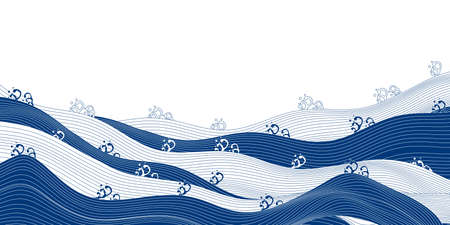 Sea wave Japanese pattern summer visitのイラスト素材