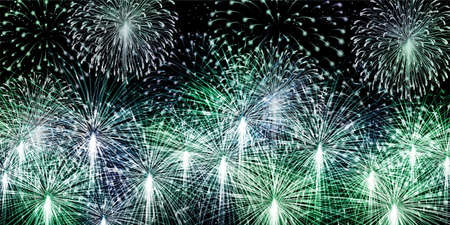 Fireworks night sky landscape backgroundのイラスト素材