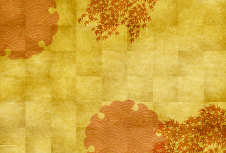 Autumn leaves maple Japanese paper backgroundのイラスト素材