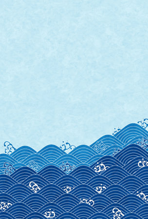 Summer greeting wave Japanese pattern backgroundのイラスト素材