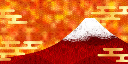 Mt. Fuji autumn leaves autumn backgroundのイラスト素材