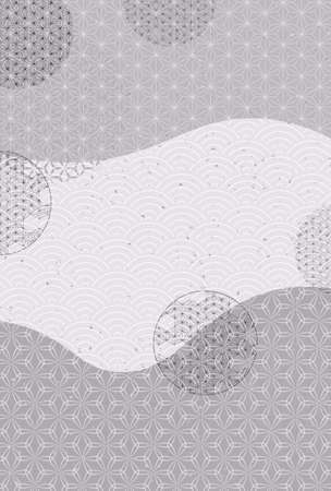 Mourning Japanese pattern postcard backgroundのイラスト素材