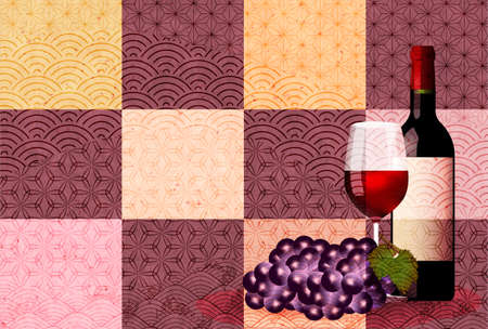Grape wine autumn glass backgroundのイラスト素材