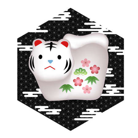 Tiger New Year's card lucky charm iconのイラスト素材