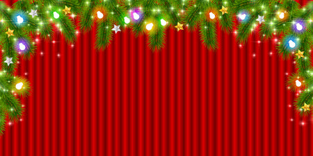 Christmas snow fir tree backgroundのイラスト素材
