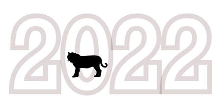 Tiger New Year's card silhouette iconのイラスト素材