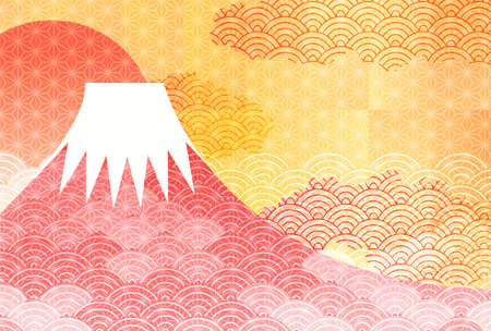 Mt. Fuji New Year's card Japanese pattern backgroundのイラスト素材