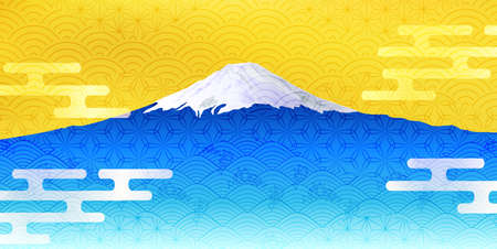 Mt. Fuji New Year's card Japanese pattern backgroundのイラスト素材
