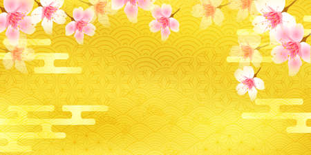 Sakura New Year's card Japanese pattern backgroundのイラスト素材
