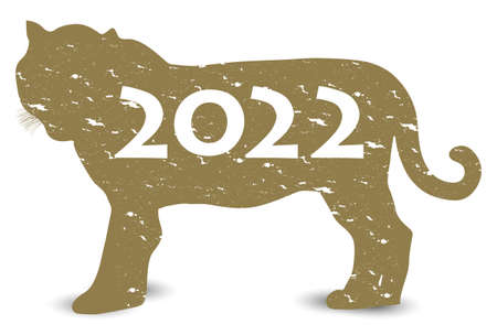 Tiger New Year's card silhouette iconのイラスト素材