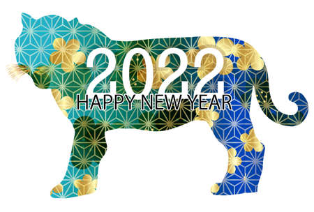 Tiger New Year's card Japanese pattern iconのイラスト素材