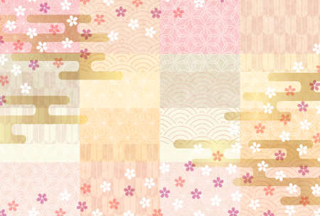 Japanese pattern New Year's card pattern backgroundのイラスト素材