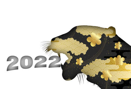 Tiger New Year's card Japanese pattern backgroundのイラスト素材