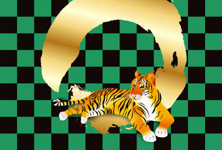 Tiger New Year's card tiger pattern backgroundのイラスト素材