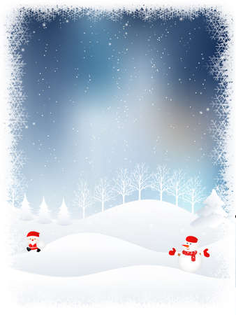 Snow Christmas winter watercolor backgroundのイラスト素材