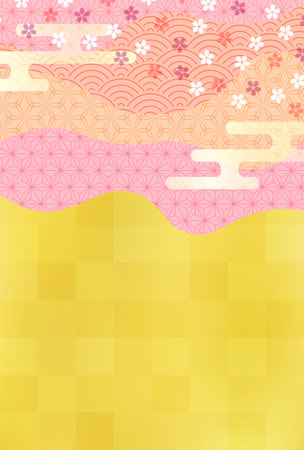 Cherry blossoms New Year's card Japanese pattern backgroundのイラスト素材