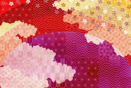Cherry blossoms Japanese pattern New Year's card background