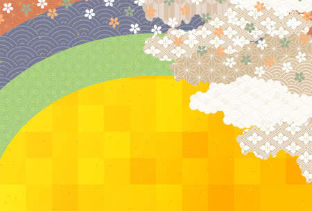 Cherry blossoms Japanese pattern New Year's card backgroundのイラスト素材