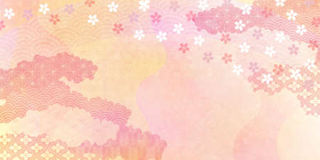 Cherry blossoms Japanese paper Japanese pattern backgroundのイラスト素材