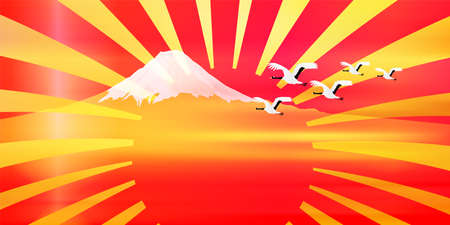Mt. Fuji New Year's card Japanese pattern backgroundのイラスト素材