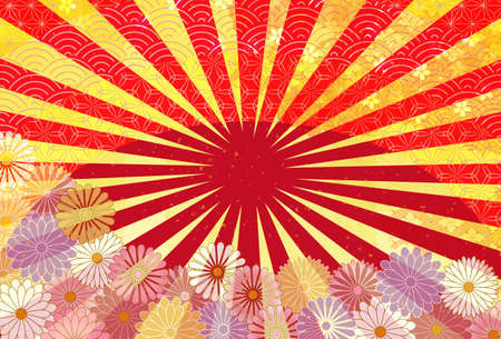 Chrysanthemum sunrise New Year's card backgroundのイラスト素材