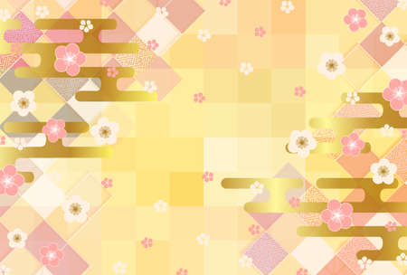 Plum Japanese pattern New Year's card backgroundのイラスト素材