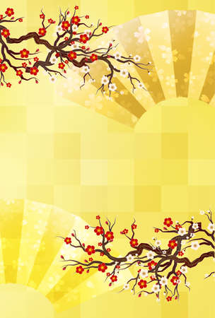 Plum spring Japanese pattern backgroundのイラスト素材
