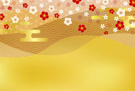 Plum cherry blossom Japanese pattern backgroundのイラスト素材