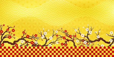 Plum tree New Year's first sale backgroundのイラスト素材