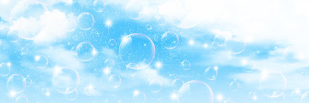 Sky soap bubble landscape backgroundのイラスト素材