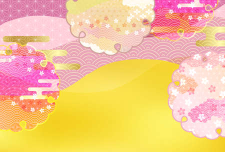 Cherry blossoms Japanese pattern spring backgroundのイラスト素材