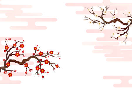 Setsubun Japanese pattern plum backgroundのイラスト素材